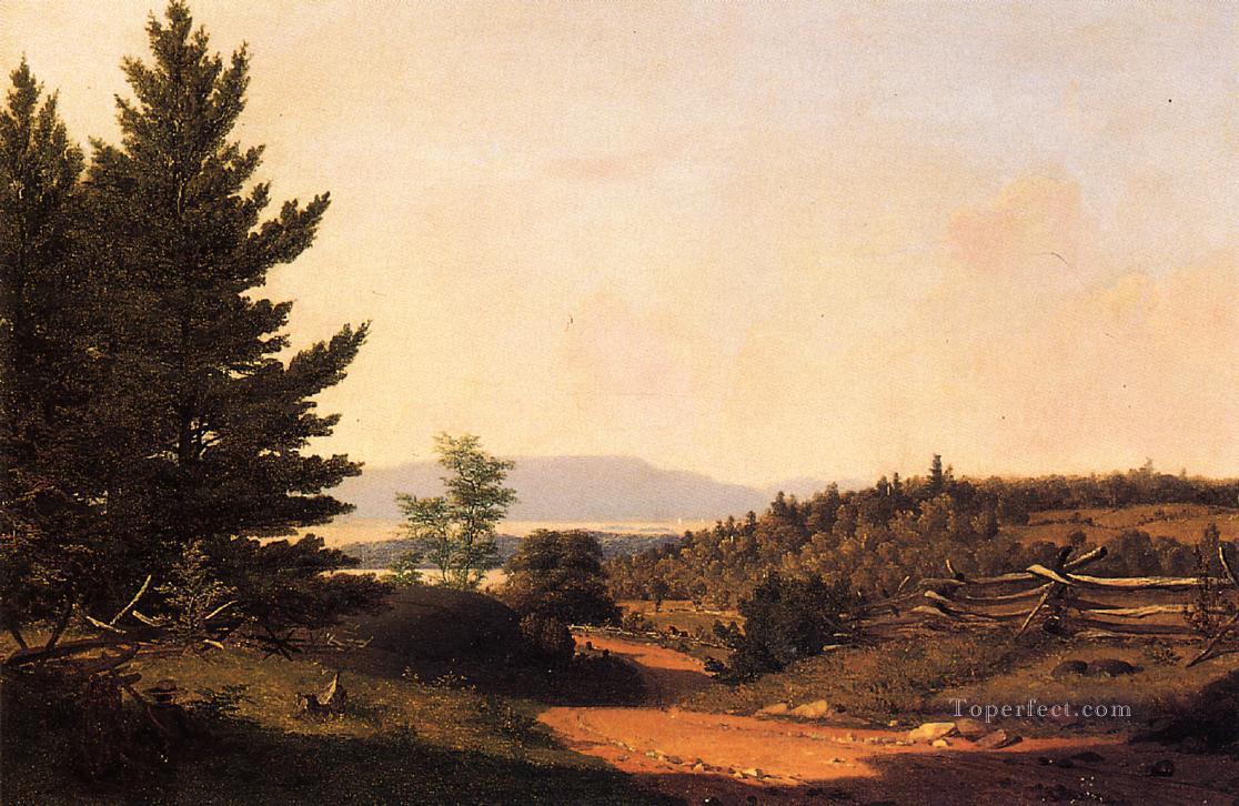 ジョージ湖近くの道路の風景 サンフォード・ロビンソン・ギフォードの風景油絵